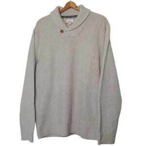 Old Navy Men Sweater XL Shawl Neck Button Oatmeal Ribbed Knit Preppy NEW